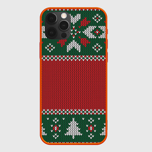 Чехол iPhone 12 Pro Max Knitted Christmas Pattern / 3D-Красный – фото 1
