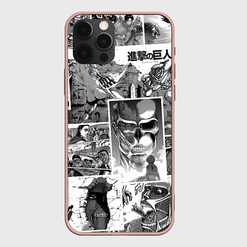 Чехол iPhone 12 Pro Max Атака Титанов манга / 3D-Светло-розовый – фото 1