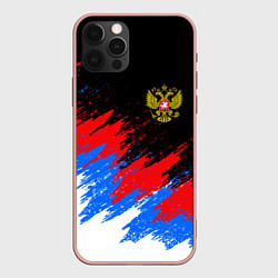 Чехол iPhone 12 Pro Max РОССИЯ, БРЫЗГИ КРАСОК, ТРИКОЛОР