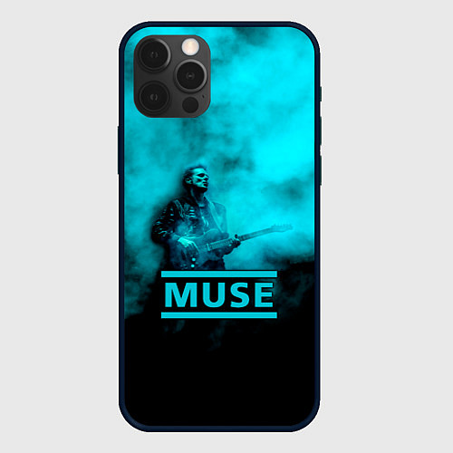 Чехол iPhone 12 Pro Max Мэттью Беллами бирюзовый туман Muse / 3D-Черный – фото 1