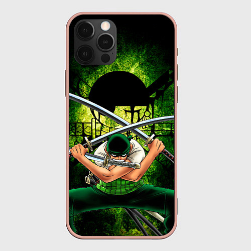 Чехол iPhone 12 Pro Max Зоро Ророноа с катанами Ван пис / 3D-Светло-розовый – фото 1