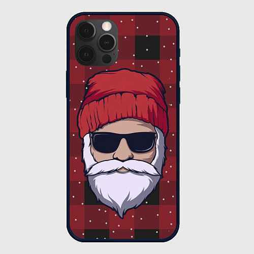 Чехол iPhone 12 Pro Max SANTA HIPSTER САНТА ХИПСТЕР / 3D-Черный – фото 1