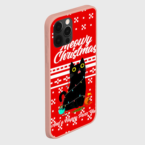 Чехол iPhone 12 Pro Max MEOW CHRISTMAS / 3D-Светло-розовый – фото 2