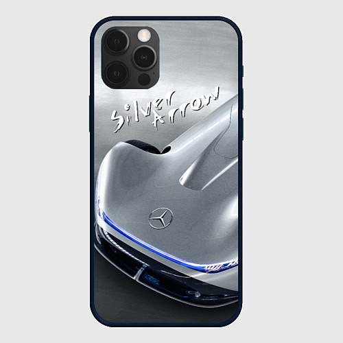 Чехол iPhone 12 Pro Max Mercedes-Benz EQ Silver Arrow Concept / 3D-Черный – фото 1