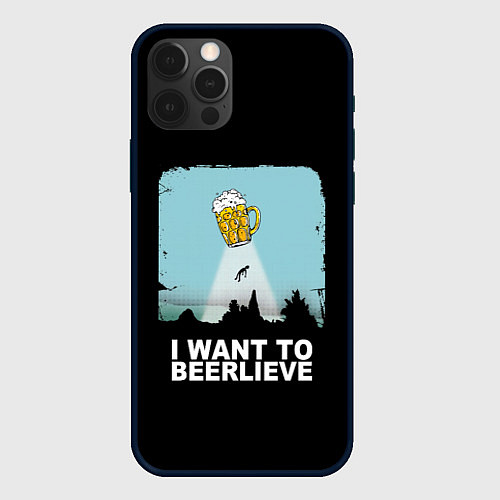 Чехол iPhone 12 Pro Max I WANT TO BEERLIEVE Я ВЕРЮ В ПИВО / 3D-Черный – фото 1