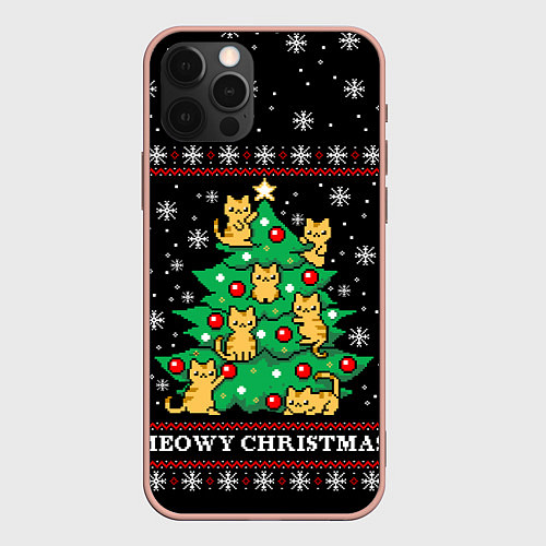 Чехол iPhone 12 Pro Max MEOWY CHRISTMAS 2022 / 3D-Светло-розовый – фото 1