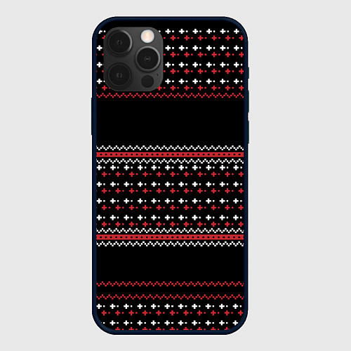 Чехол iPhone 12 Pro Max НОВОГОДНИЙ ПАТТЕРН SWEATER / 3D-Черный – фото 1