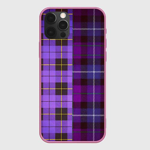 Чехол iPhone 12 Pro Max Purple Checkered / 3D-Малиновый – фото 1