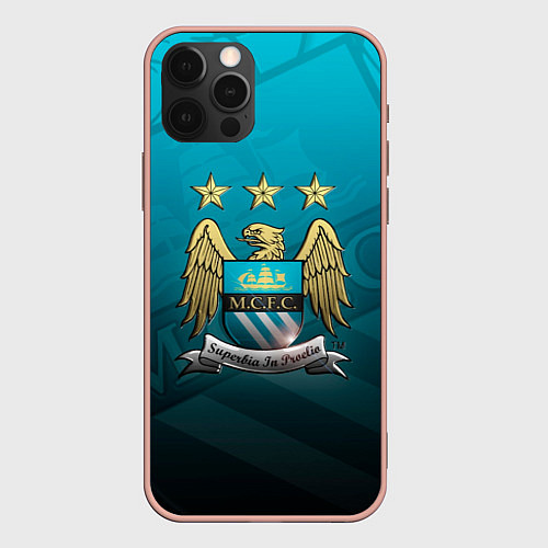 Чехол iPhone 12 Pro Max Manchester City Teal Themme / 3D-Светло-розовый – фото 1