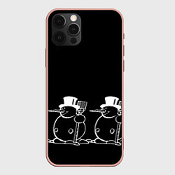 Чехол iPhone 12 Pro Max Снеговик на черном фоне