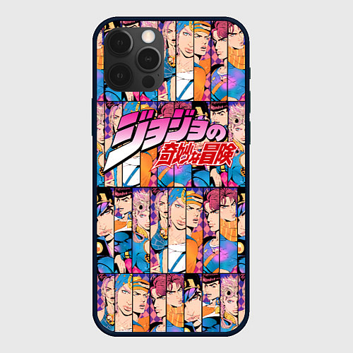 Чехол iPhone 12 Pro Max JOJOS BIZARRE ADVENTURE HEROES ЦВЕТНОЙ / 3D-Черный – фото 1