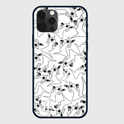 Чехол для iPhone 12 Pro Max KIZARU HAUNTED GHOST ПАТТЕРН ЧЁРНО БЕЛЫЙ, цвет: 3D-черный