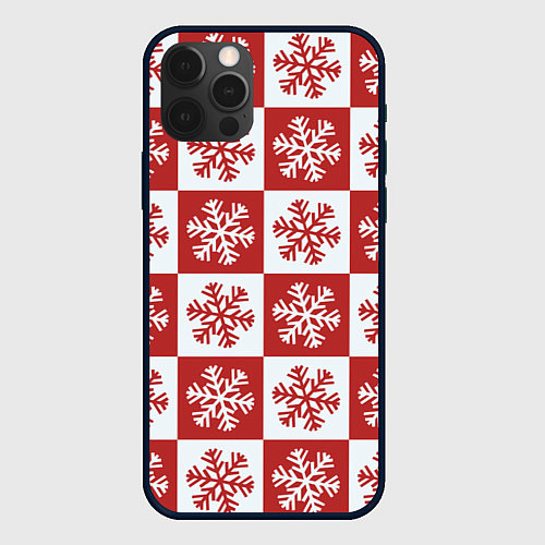 Чехол iPhone 12 Pro Max Шахматные Снежинки / 3D-Черный – фото 1