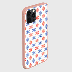 Чехол для iPhone 12 Pro Max Снежинки паттернsnowflakes pattern, цвет: 3D-светло-розовый — фото 2