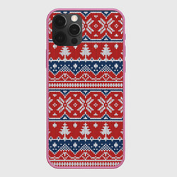 Чехол для iPhone 12 Pro Max New Year Pattern, цвет: 3D-малиновый