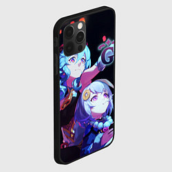 Чехол для iPhone 12 Pro Max Genshin Impact Гань Юй и Ци Ци, цвет: 3D-черный — фото 2