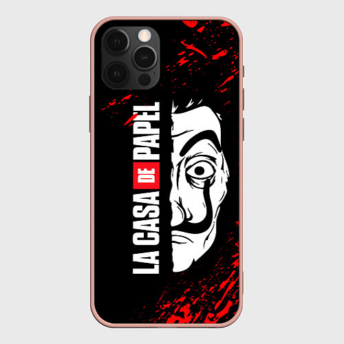 Чехол iPhone 12 Pro Max БУМАЖНЫЙ ДОМ, LA CASA DE PAPEL / 3D-Светло-розовый – фото 1