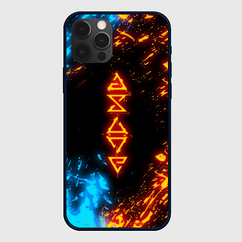 Чехол iPhone 12 Pro Max СИМВОЛЫ ВЕДЬМАКА ОГОНЬ И ВОДА / 3D-Черный – фото 1
