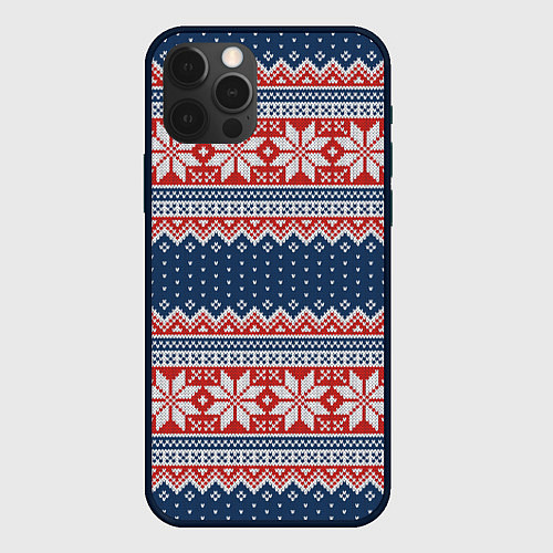 Чехол iPhone 12 Pro Max Knitted Pattern / 3D-Черный – фото 1