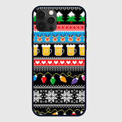 Чехол iPhone 12 Pro Max Новогодний пивной узор