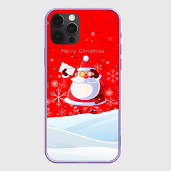 Чехол для iPhone 12 Pro Max Дед Мороз с подарочным конвертом, цвет: 3D-сиреневый
