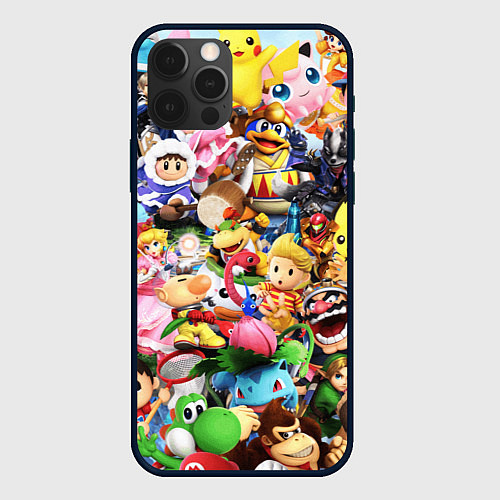 Чехол iPhone 12 Pro Max SUPER SMASH BROS ГЕРОИ ИГРЫ / 3D-Черный – фото 1