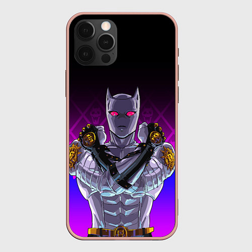 Чехол iPhone 12 Pro Max JOJO KILLER QUEEN КОРОЛЕВА УБИЙЦА FIRE STYLE / 3D-Светло-розовый – фото 1