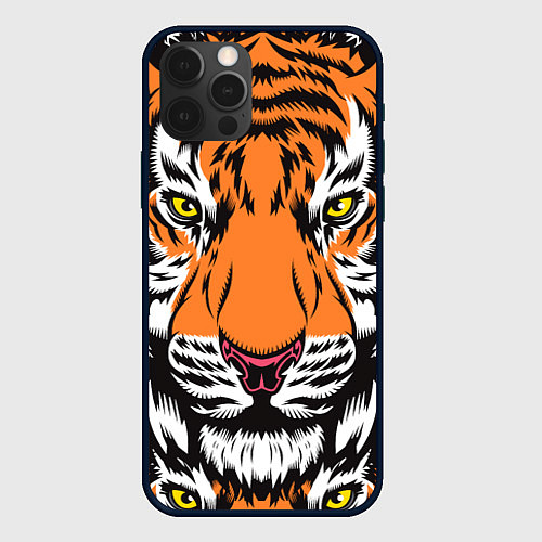 Чехол iPhone 12 Pro Max ТИГР СИМВОЛ НОВОГО ГОДА 2022 TIGER / 3D-Черный – фото 1