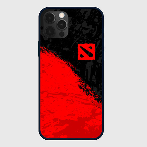 Чехол iPhone 12 Pro Max DOTA 2 RED LOGO, БРЫЗГИ КРАСОК / 3D-Черный – фото 1