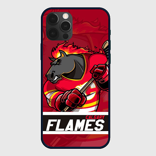 Чехол iPhone 12 Pro Max Калгари Флэймз, Calgary Flames / 3D-Черный – фото 1