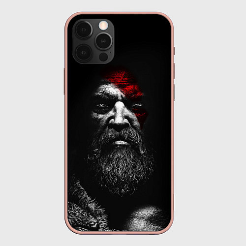 Чехол iPhone 12 Pro Max ЛИЦО КРАТОСА, БОГ ВОЙНЫ GOD OF WAR / 3D-Светло-розовый – фото 1