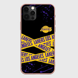 Чехол iPhone 12 Pro Max LAKERS LOGO БРЫЗГИ КРАСОК