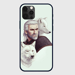 Чехол для iPhone 12 Pro Max Ведьмак и белые волки, цвет: 3D-черный