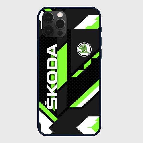 Чехол iPhone 12 Pro Max ШКОДА ГЕОМЕТРИЯ ЛИНИИ SKODA GEOMETRY SPORT / 3D-Черный – фото 1