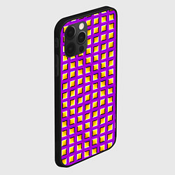 Чехол для iPhone 12 Pro Max Фиолетовый Фон с Желтыми Квадратами Иллюзия Движен, цвет: 3D-черный — фото 2
