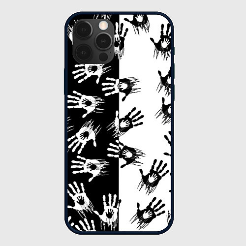 Чехол iPhone 12 Pro Max Death Stranding паттерн логотипов / 3D-Черный – фото 1
