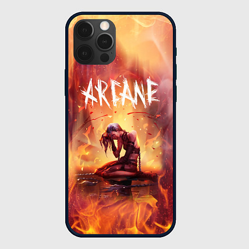 Чехол iPhone 12 Pro Max JINX В ОГНЕ, АРКЕЙН LEAGUE OF LEGENDS / 3D-Черный – фото 1