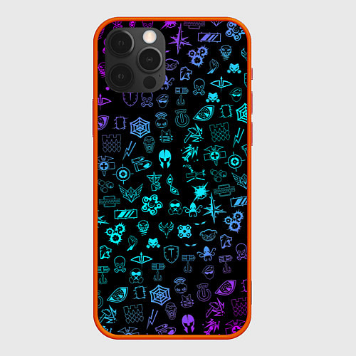 Чехол iPhone 12 Pro Max RAINBOW SIX SIEGE NEON PATTERN SYMBOL / 3D-Красный – фото 1