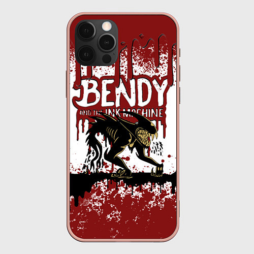 Чехол iPhone 12 Pro Max BLOOD BLACK AND WHITE BENDY AND THE INK MACHINE / 3D-Светло-розовый – фото 1