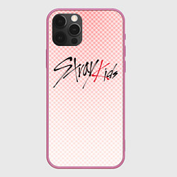 Чехол для iPhone 12 Pro Max Stray kids лого, K-pop ромбики, цвет: 3D-малиновый