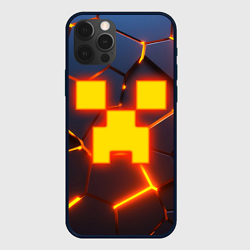 Чехол iPhone 12 Pro Max ОГНЕННЫЙ КРИПЕР 3D ПЛИТЫ FIRE CREEPER / 3D-Черный – фото 1