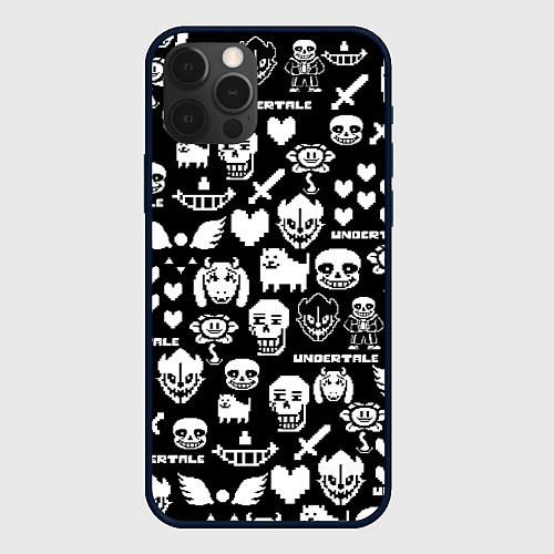 Чехол iPhone 12 Pro Max UNDERTALE PATTERN БЕЛЫЙ / 3D-Черный – фото 1