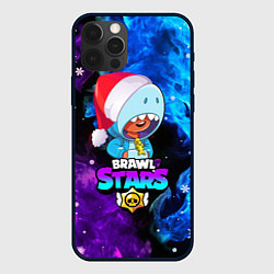 Чехол iPhone 12 Pro Max LEON SHARK НОВОГОДНИЙ BRAWL STARS НЕОНОВЫЙ ОГОНЬ