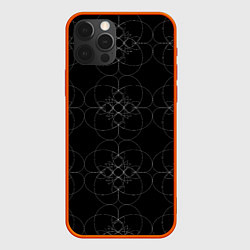 Чехол для iPhone 12 Pro Max Цветочный орнамент белый на черном, цвет: 3D-красный