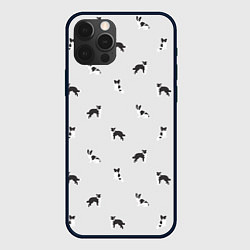 Чехол для iPhone 12 Pro Max Черно-белые собачки паттерн, цвет: 3D-черный