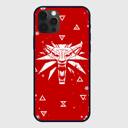 Чехол iPhone 12 Pro Max КРАСНЫЙ СВИТЕР ВЕДЬМАК НОВОГОДНИЙ / 3D-Черный – фото 1