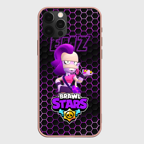 Чехол iPhone 12 Pro Max Эмз BRAWL STARS соты / 3D-Светло-розовый – фото 1