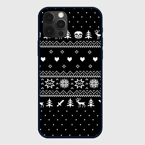 Чехол iPhone 12 Pro Max НОВОГОДНИЙ СВИТЕР UNDERTALE SANS ЧЁРНЫЙ / 3D-Черный – фото 1