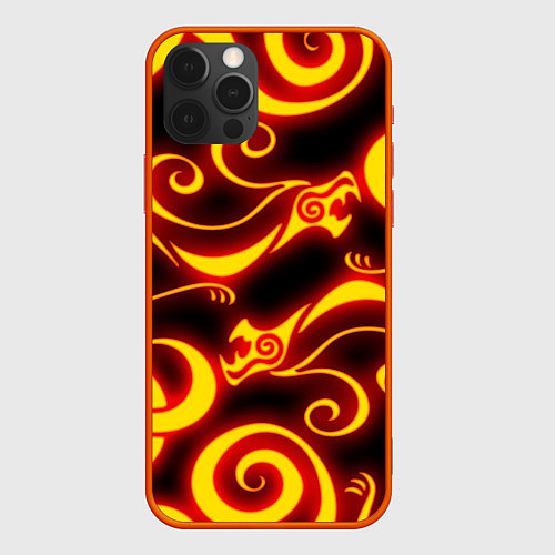 Чехол iPhone 12 Pro Max ОГНЕННОЕ ТАТУ ДРАКЕНА DRAKEN FIRE TATTOO / 3D-Красный – фото 1