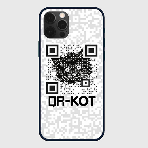 Чехол iPhone 12 Pro Max QR код котик / 3D-Черный – фото 1